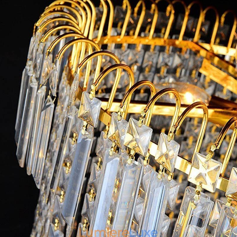 Lustre européen en cristal de grande taille, forme ronde et longue suspension