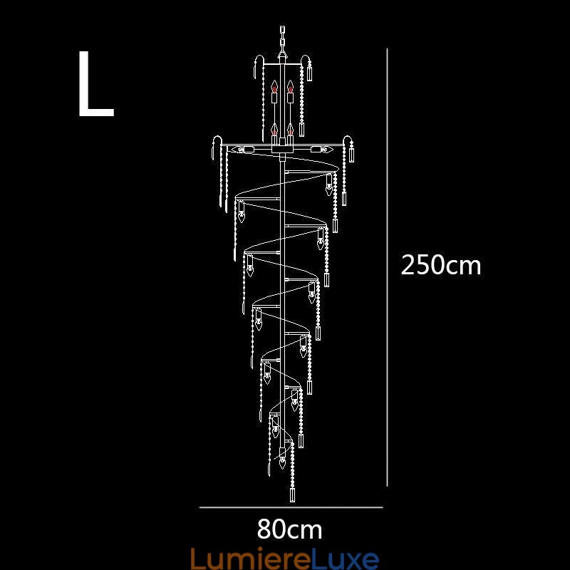 Lustre européen en cristal de grande taille, forme ronde et longue suspension