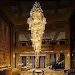 Lustre Empire en cristal élégant, long pendentif de luxe européen