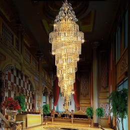 Lustre Empire en cristal élégant, long pendentif de luxe européen