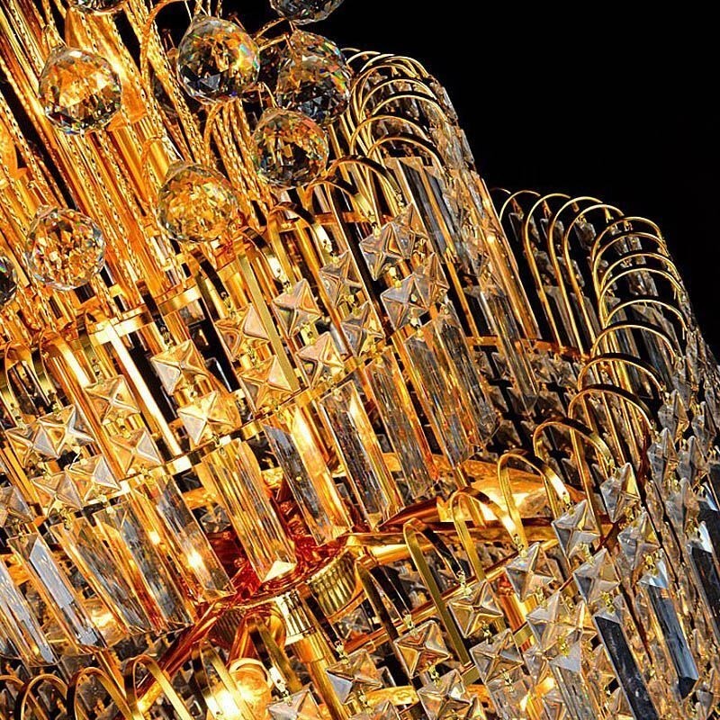 Lustre Empire en cristal élégant, long pendentif de luxe européen