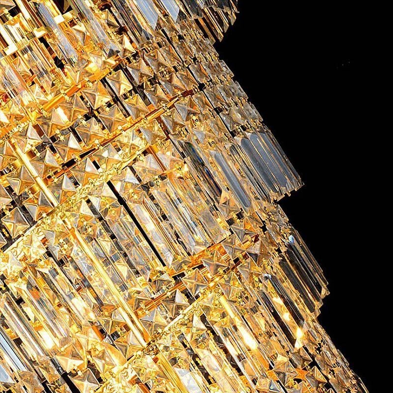 Lustre Empire en cristal élégant, long pendentif de luxe européen