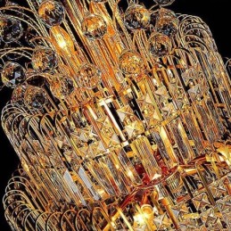 Lustre Empire en cristal élégant, long pendentif de luxe européen