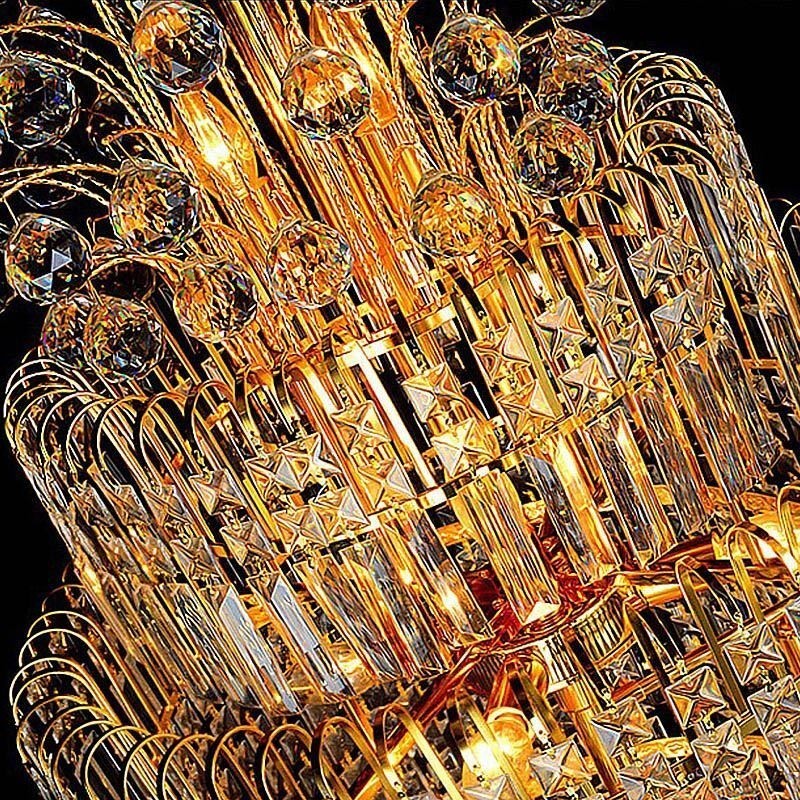 Lustre Empire en cristal élégant, long pendentif de luxe européen