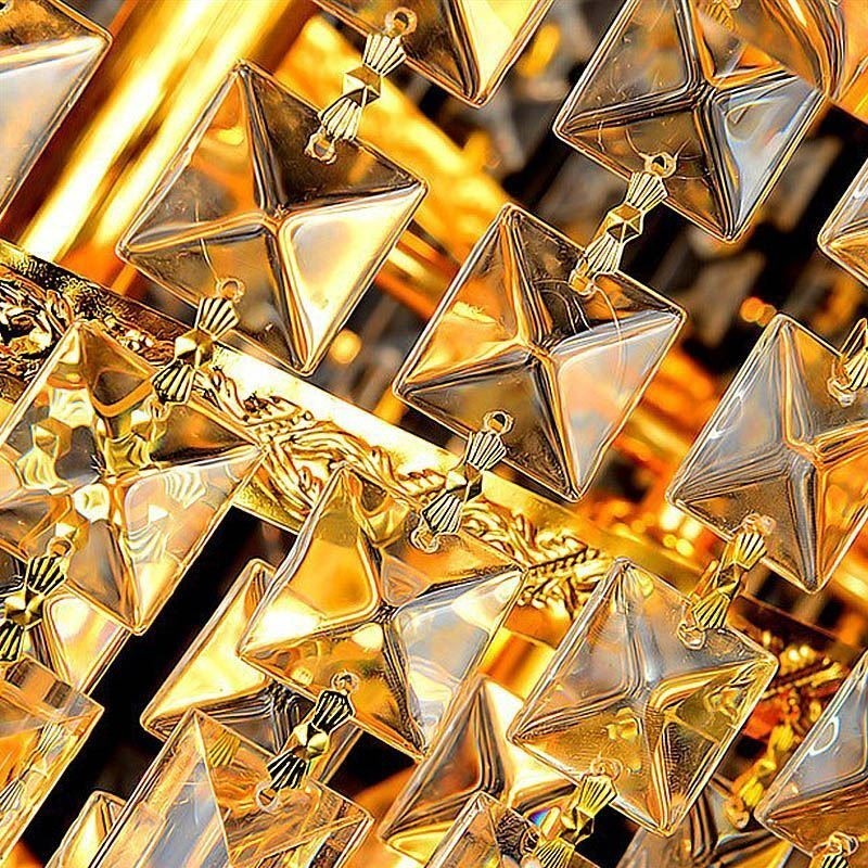 Lustre Empire en cristal élégant, long pendentif de luxe européen