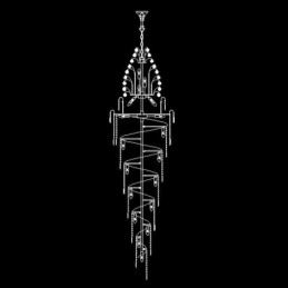 Lustre Empire en cristal élégant, long pendentif de luxe européen