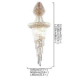 Lustre en cristal de luxe moderne européen gracieux long pendentif duplex escalier