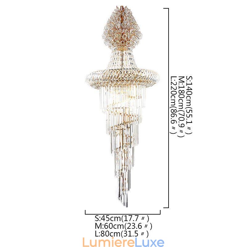 Lustre en cristal de luxe moderne européen gracieux long pendentif duplex escalier