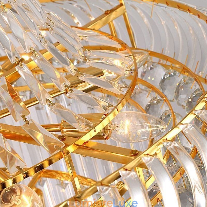 Lustre en cristal de luxe moderne européen gracieux long pendentif duplex escalier