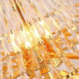 Lustre en cristal de luxe moderne européen gracieux long pendentif duplex escalier
