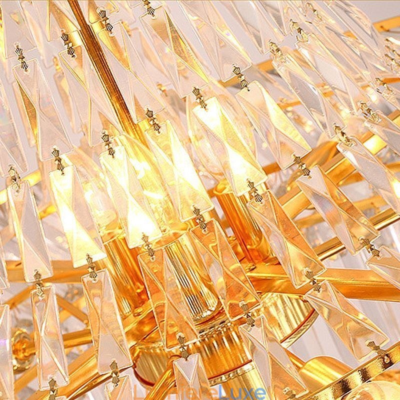 Lustre en cristal de luxe moderne européen gracieux long pendentif duplex escalier