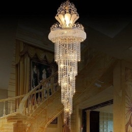 Lustre en cristal gracieux, moderne, simple, long, pendentif, escalier duplex