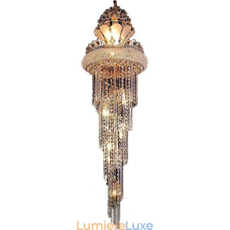 Lustre en cristal gracieux, moderne, simple, long, pendentif, escalier duplex