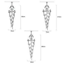 Lustre en cristal gracieux, moderne, simple, long, pendentif, escalier duplex