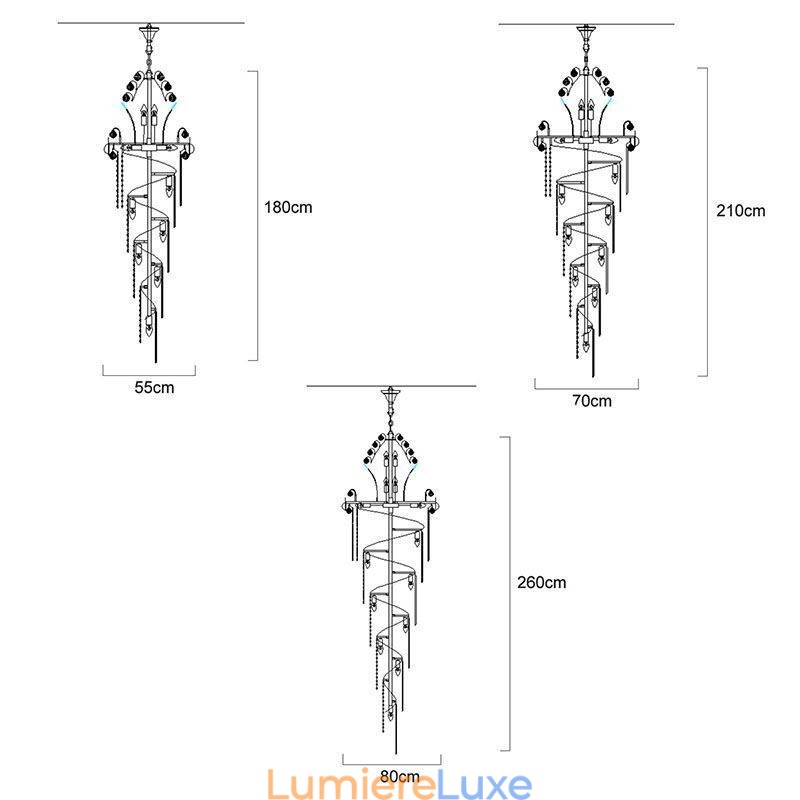 Lustre en cristal gracieux, moderne, simple, long, pendentif, escalier duplex