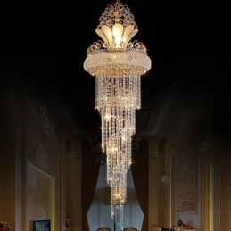 Lustre en cristal gracieux, moderne, simple, long, pendentif, escalier duplex