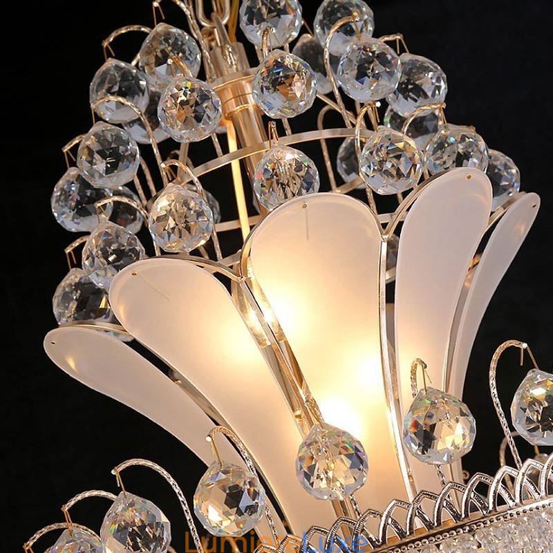 Lustre en cristal gracieux, moderne, simple, long, pendentif, escalier duplex