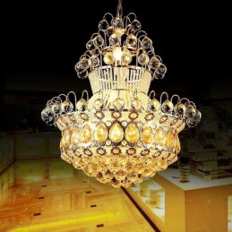 Lustre Empire doré moderne, suspension simple en cristal