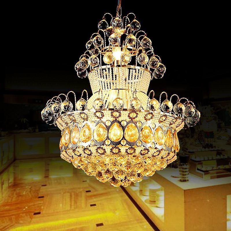 Lustre Empire doré moderne, suspension simple en cristal