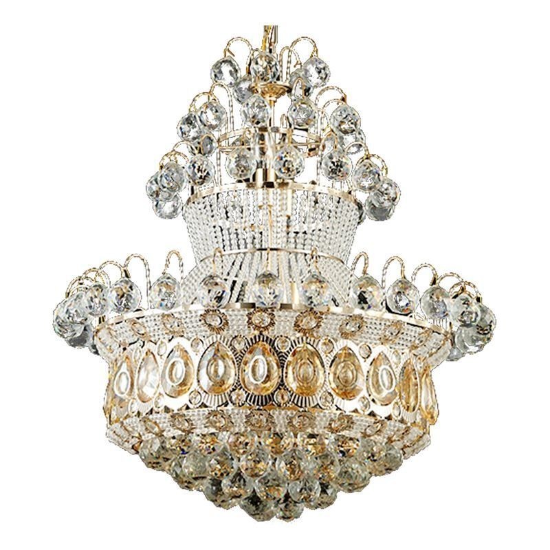 Lustre Empire doré moderne, suspension simple en cristal