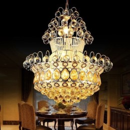 Lustre Empire doré moderne, suspension simple en cristal