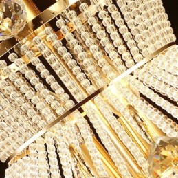 Lustre Empire doré moderne, suspension simple en cristal