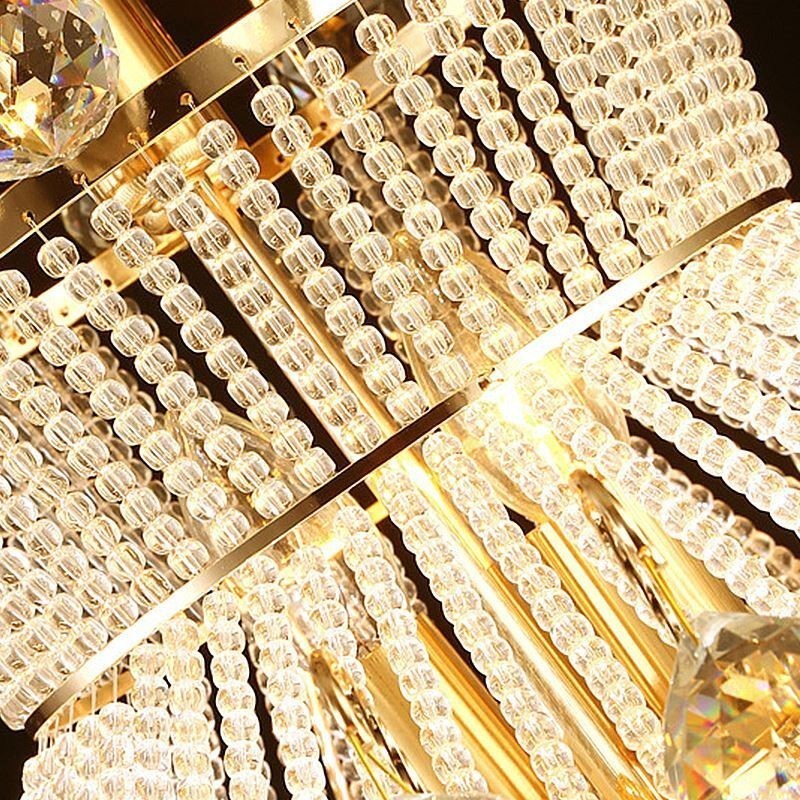Lustre Empire doré moderne, suspension simple en cristal