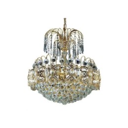 Lustre en cristal gracieux, suspension classique couleur or