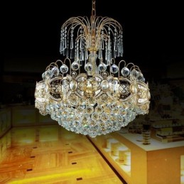 Lustre en cristal gracieux, suspension classique couleur or