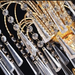 Lustre en cristal gracieux, suspension classique couleur or