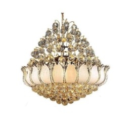 Lustre Empire en cristal contemporain, suspension dorée, style Lotus