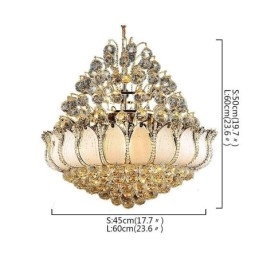 Lustre Empire en cristal contemporain, suspension dorée, style Lotus