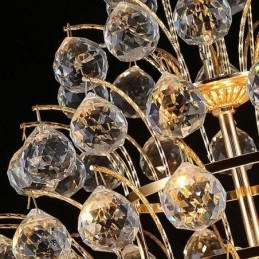 Lustre Empire en cristal contemporain, suspension dorée, style Lotus