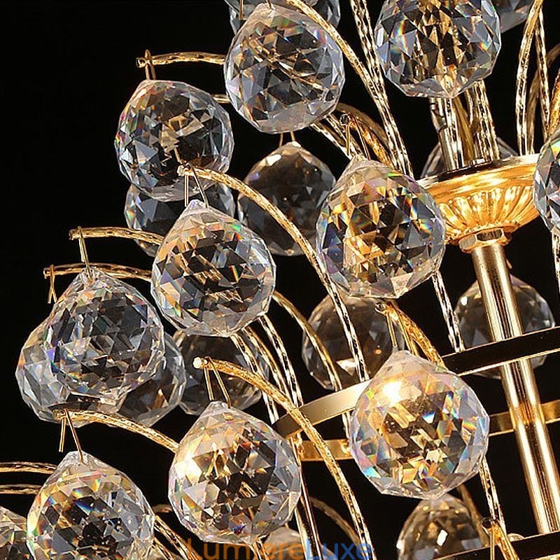 Lustre Empire en cristal contemporain, suspension dorée, style Lotus