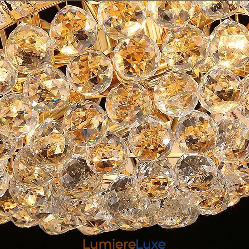 Lustre Empire en cristal contemporain, suspension dorée, style Lotus