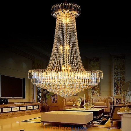 Lustre en cristal élégant, suspension européenne, long lustre suspendu, escalier duplex Lustre en cristal élégant, suspension européenne, long lustre suspendu, escalier duplex