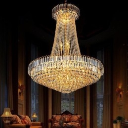 Lustre en cristal élégant, suspension européenne, long lustre suspendu, escalier duplex
