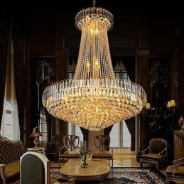 Lustre en cristal élégant, suspension européenne, long lustre suspendu, escalier duplex