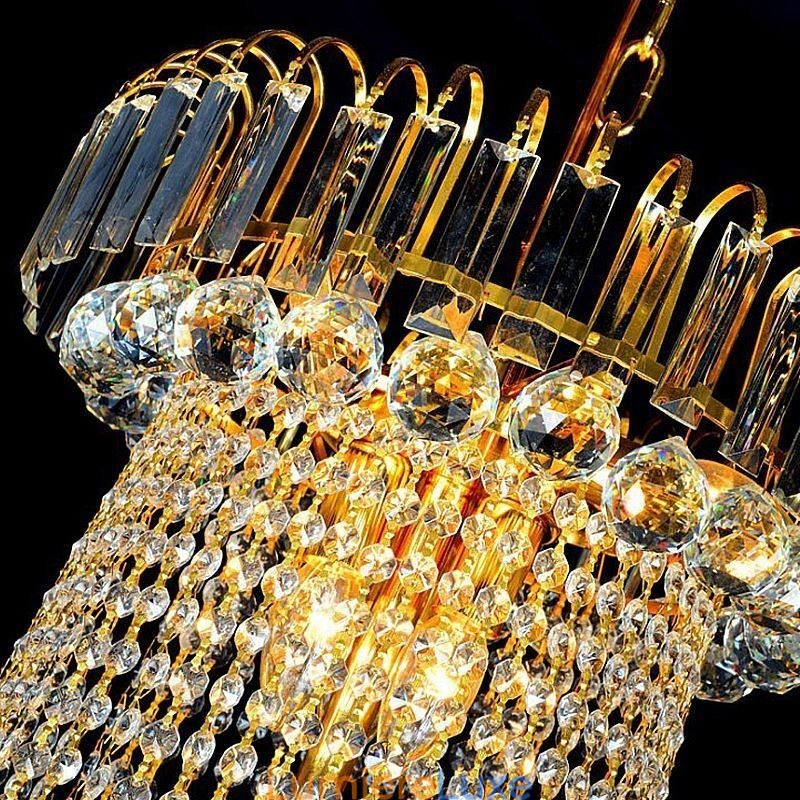 Lustre en cristal élégant, suspension européenne, long lustre suspendu, escalier duplex