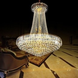 Lustre en cristal élégant, suspension européenne, long lustre suspendu, escalier duplex