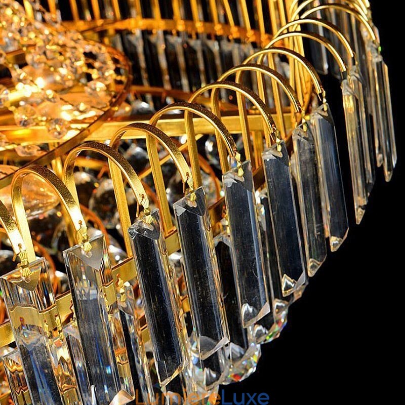 Lustre en cristal élégant, suspension européenne, long lustre suspendu, escalier duplex