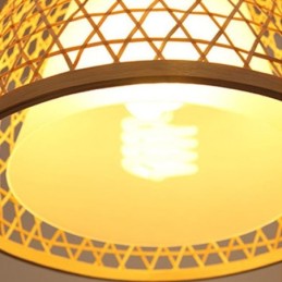 Plafonnier rond semi-encastré en bambou pour vestibule