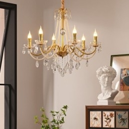 Suspension en cristal américain de style campagnard, plafonnier créatif en fer