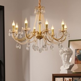 Suspension en cristal américain de style campagnard, plafonnier créatif en fer
