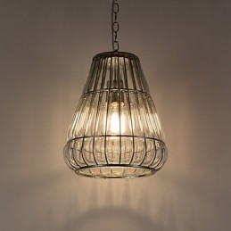 Lustre moderne contemporain en verre chromé
