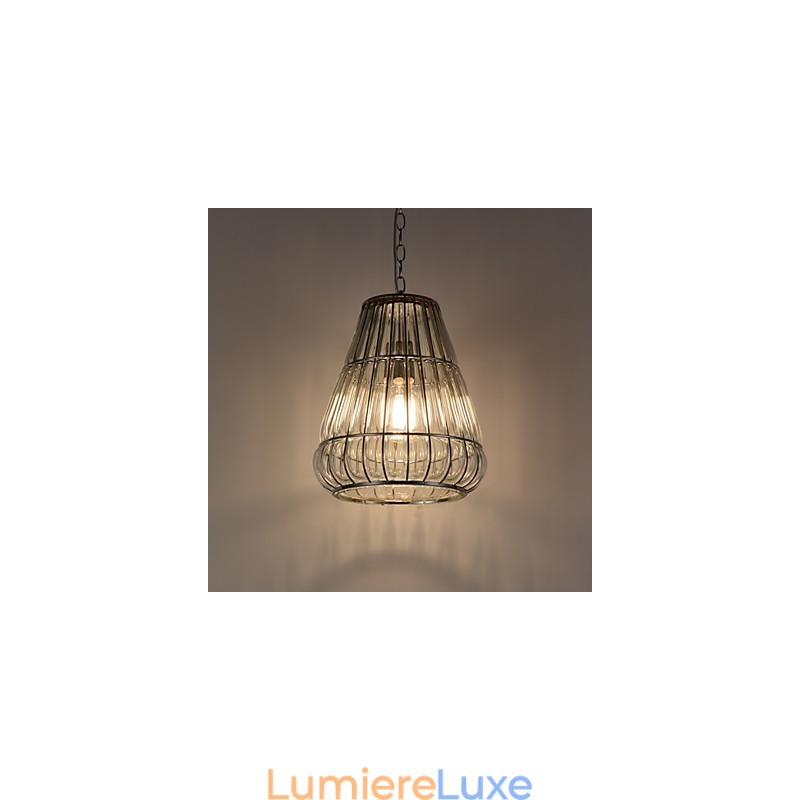 Lustre moderne contemporain en verre chromé