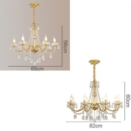 Suspension en cristal américain de style campagnard, plafonnier créatif en fer