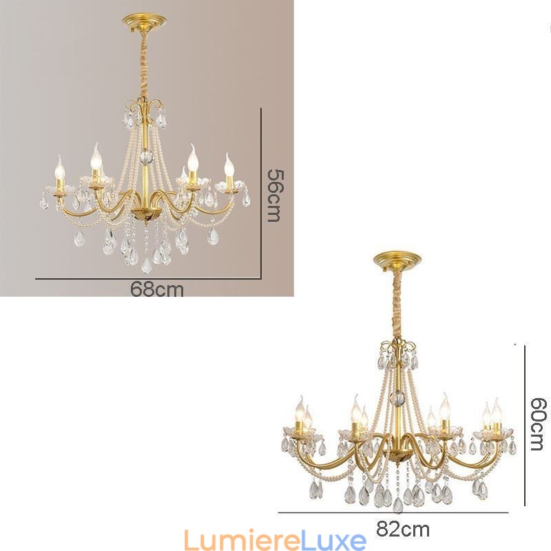 Suspension en cristal américain de style campagnard, plafonnier créatif en fer