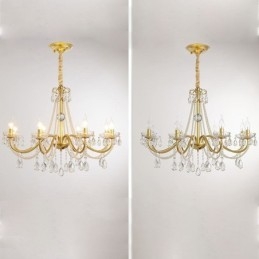 Suspension en cristal américain de style campagnard, plafonnier créatif en fer
