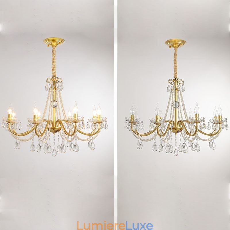 Suspension en cristal américain de style campagnard, plafonnier créatif en fer